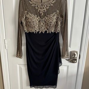 Elegant Navy and Gold Women's Dress